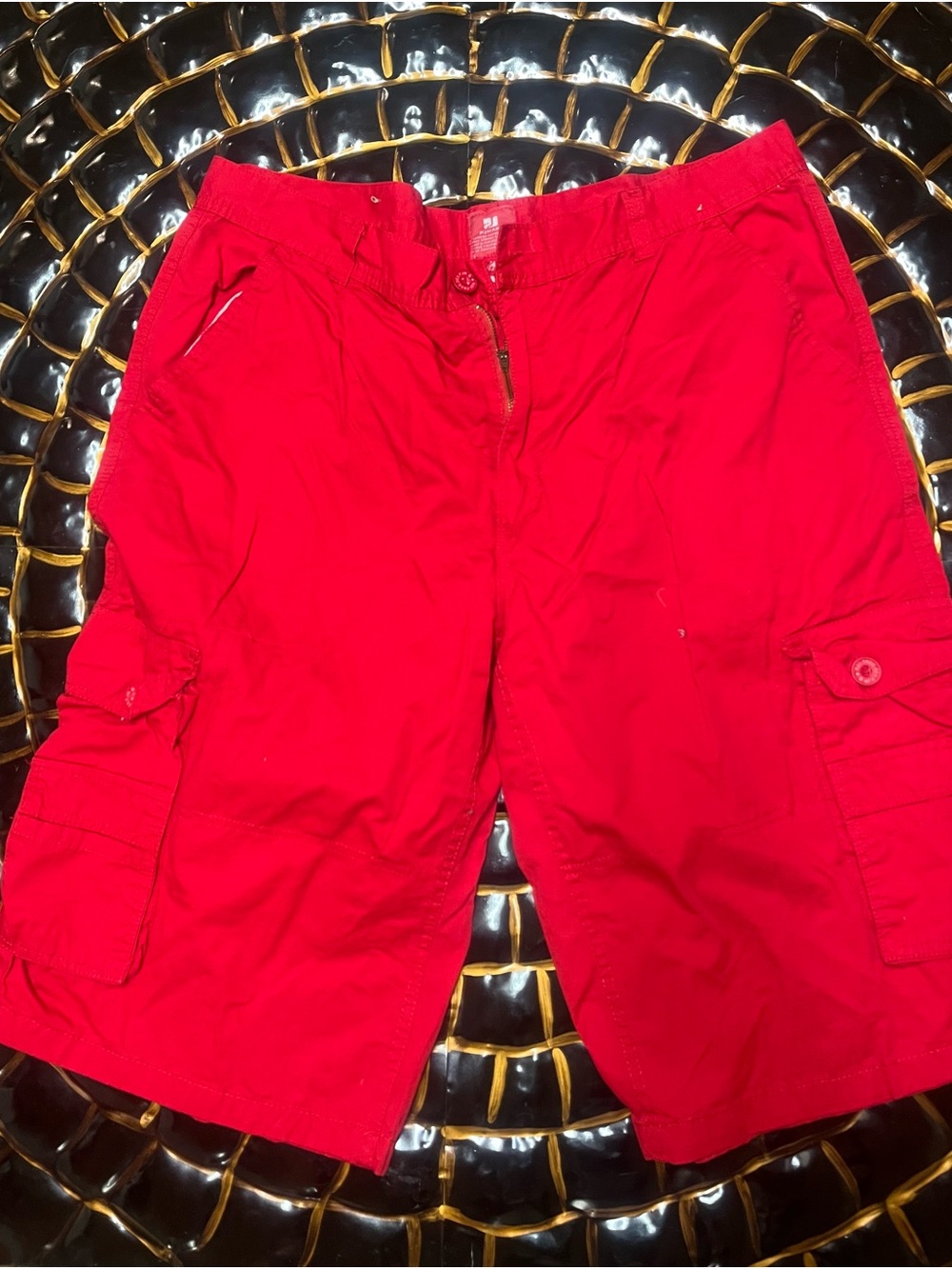 Men's Bright Red Cargo Shorts with Utility Pockets
